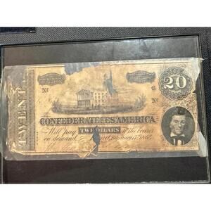 Authentic Civil War Confederate Currency Lot – $1 & $20 Notes – 1860s – As Found